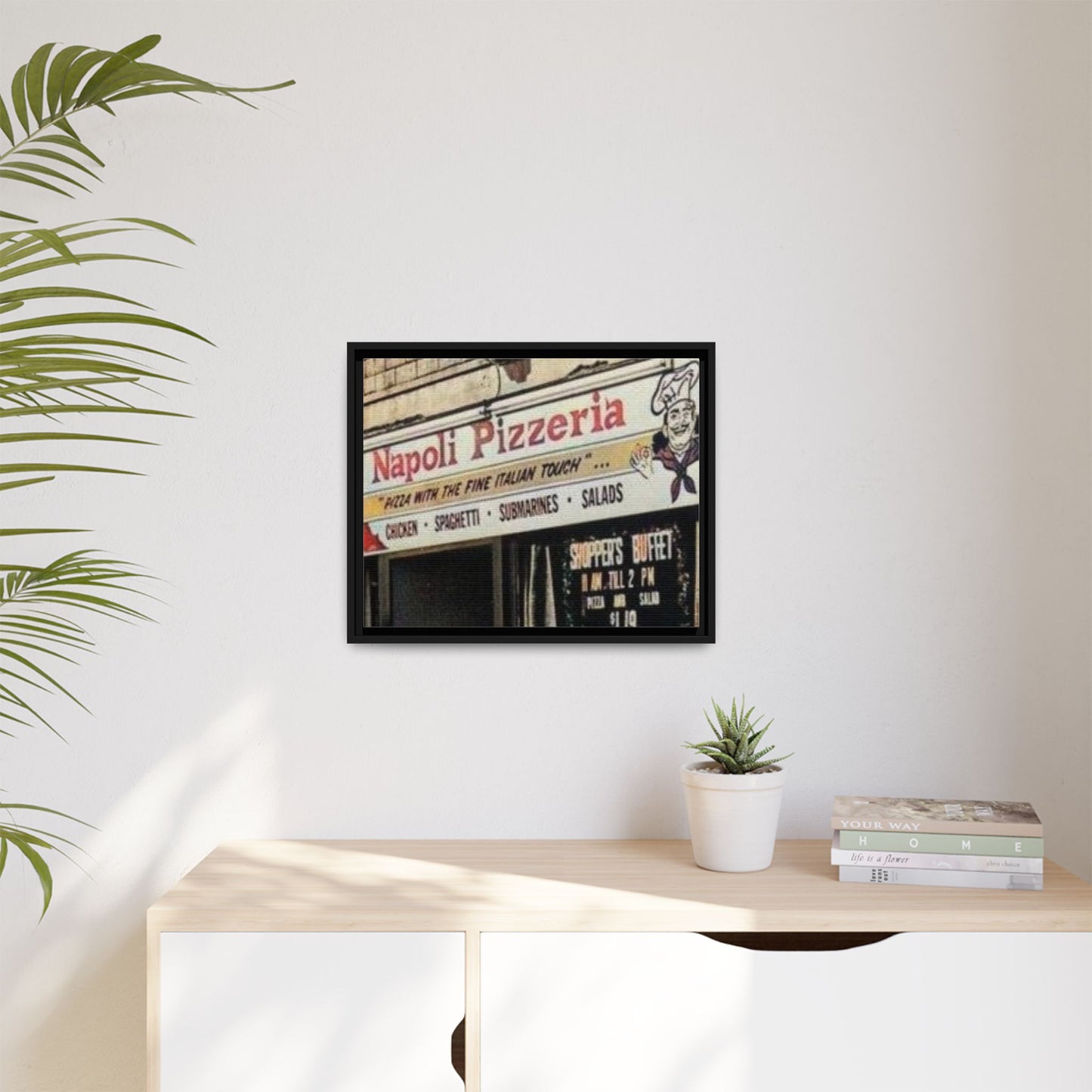 Napoli Pizzeria Retro Framed Canvas Print - Classic Italian Restaurant Decor