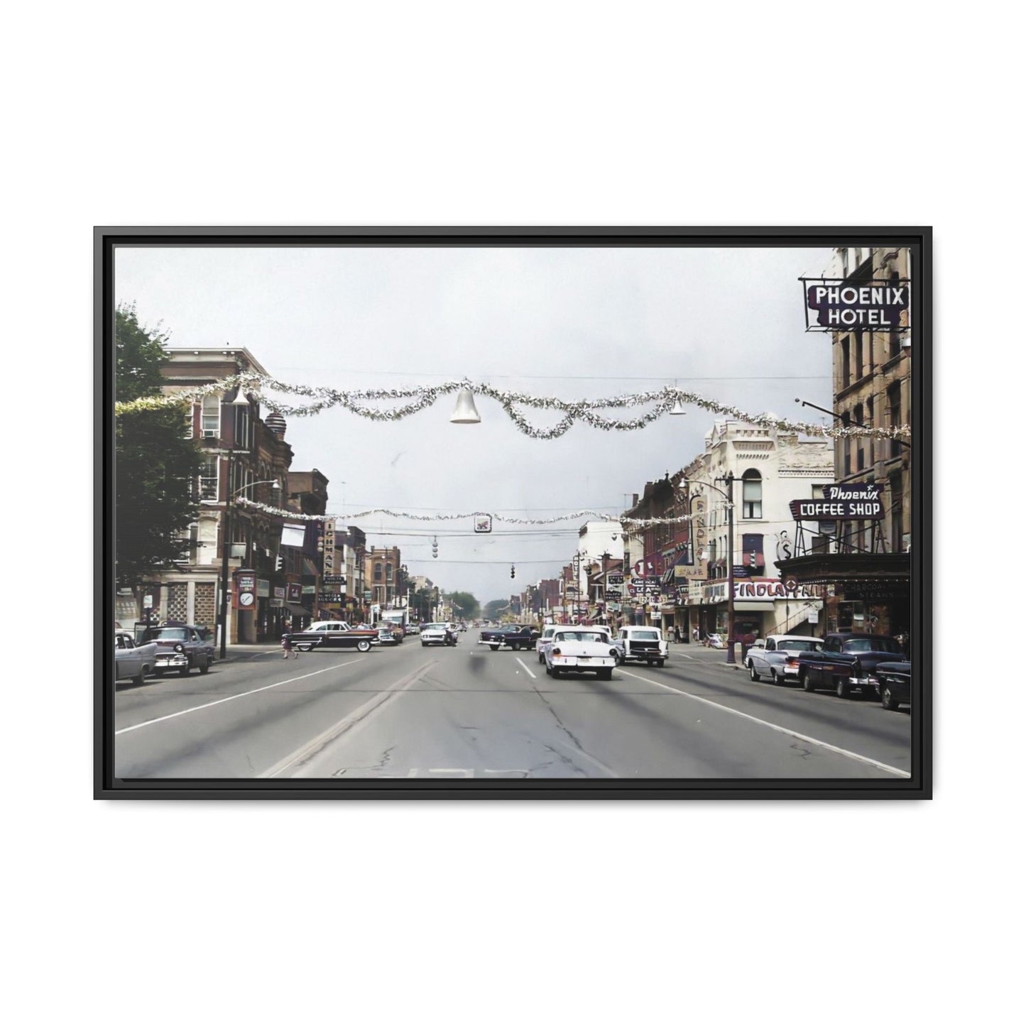 1960 200 BLOCK SOUTH MAIN [WEST] & [EAST] Findlay, O. — Vintage Matte Canvas Wall Art - Framed