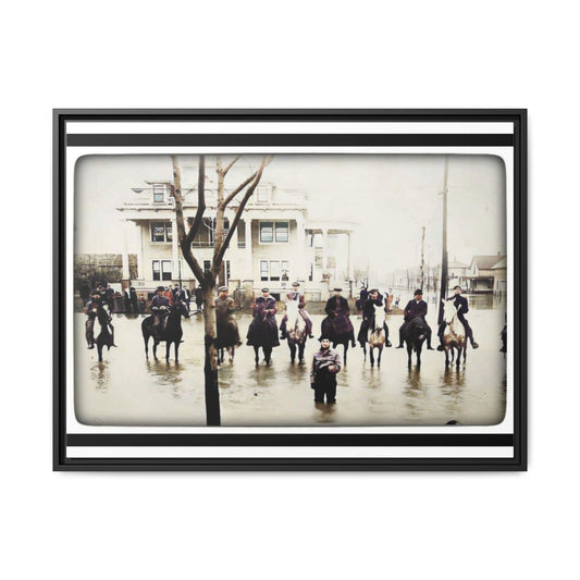 717 N Main 1913 Flood Vintage Flood Scene Framed Canvas Print - Multi-color Wall Art for Home Decor