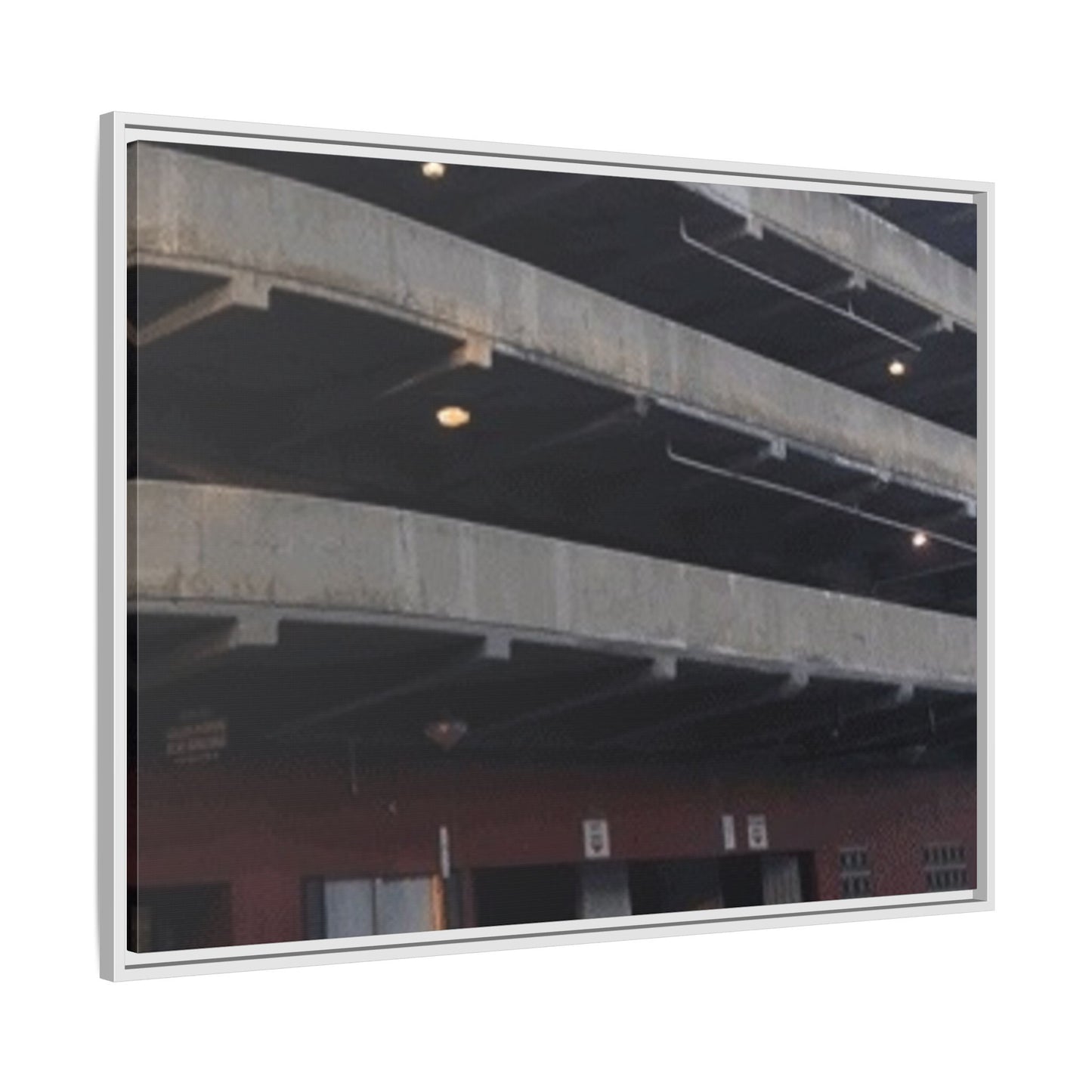 Downtown Findlay Parking Garage Urban Vibes Framed Canvas Art | Modern Wall Decor