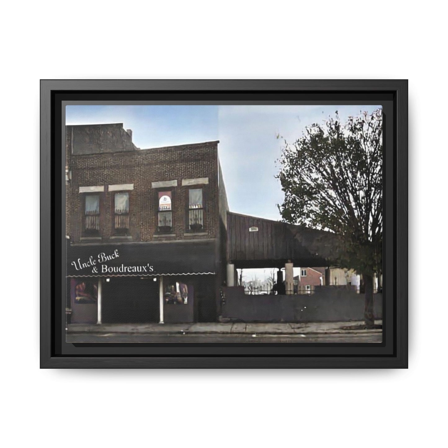 Uncle Buck & Boudreaux’s Framed Matte Canvas Art - Uncle Buck & Boudreaux's Street Scene Decor