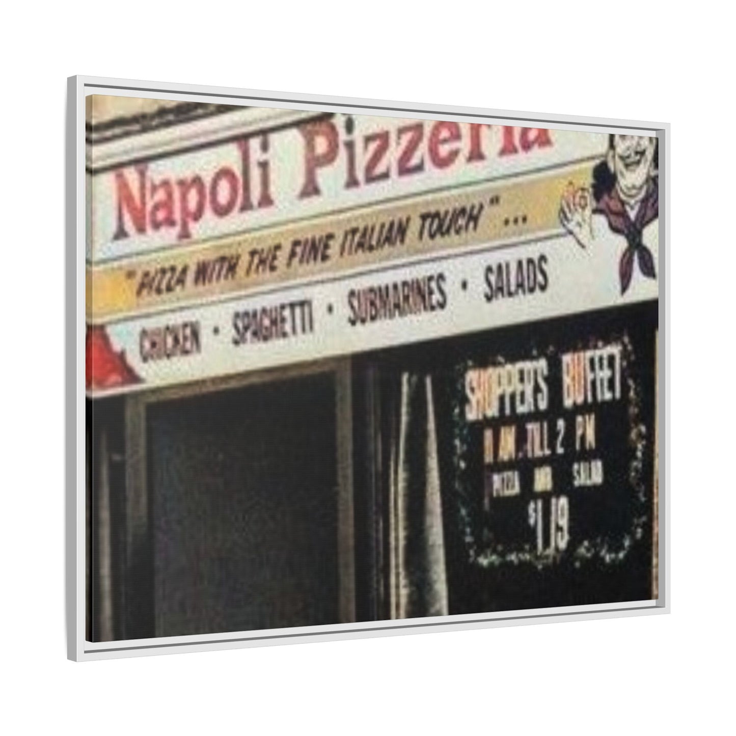 Napoli Pizzeria Retro Framed Canvas Print - Classic Italian Restaurant Decor