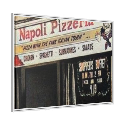 Napoli Pizzeria Retro Framed Canvas Print - Classic Italian Restaurant Decor