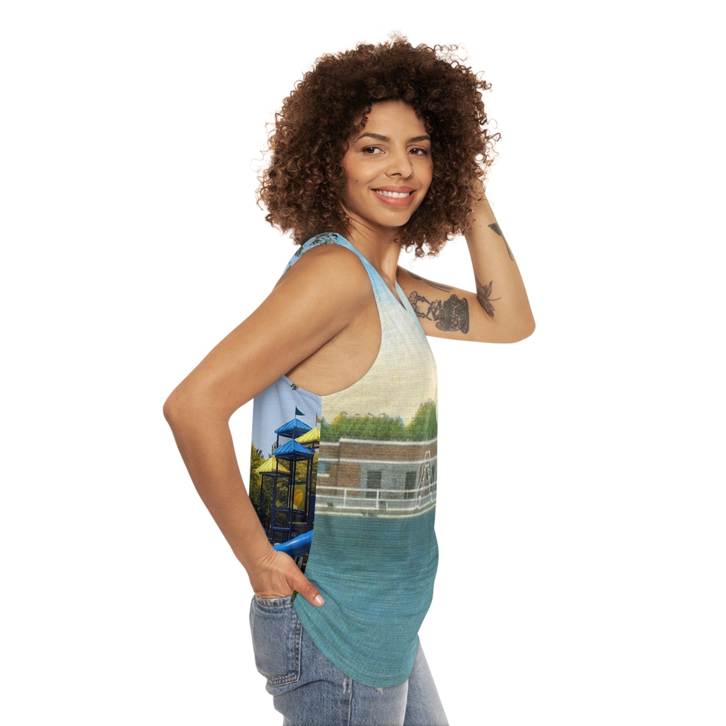 Riverside Pool Unisex Tank Top (AOP)