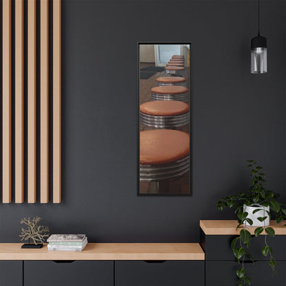 Wilson’s Sandwich Shop Stools Vintage Diner Canvas Print - 'Why Not Hamburgs and Frosted Malts' Wall Art