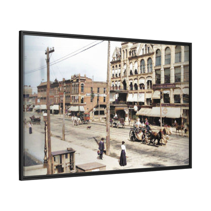 Marvin Block Findlay O. Vintage Street Scene Framed Matte Canvas - Urban Nostalgia Artwork