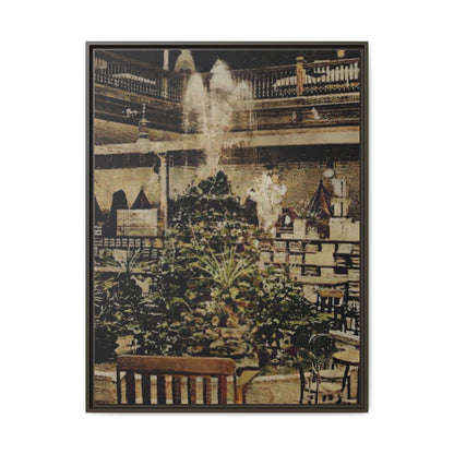 “Meet Me at the Fountain” C.F. Jackson’s Findlay, O. Vintage Matte Canvas Wall Art - Framed Historic Ohio Scene