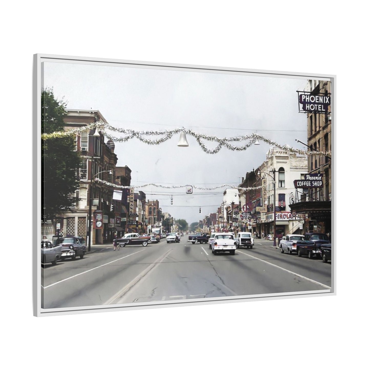 1960 200 BLOCK SOUTH MAIN [WEST] & [EAST] Findlay, O. — Vintage Matte Canvas Wall Art - Framed