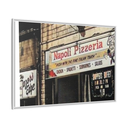 Napoli Pizzeria Retro Framed Canvas Print - Classic Italian Restaurant Decor