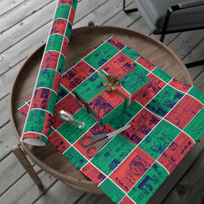 1977 Red and Green Findlay Christmas Gift Wrap