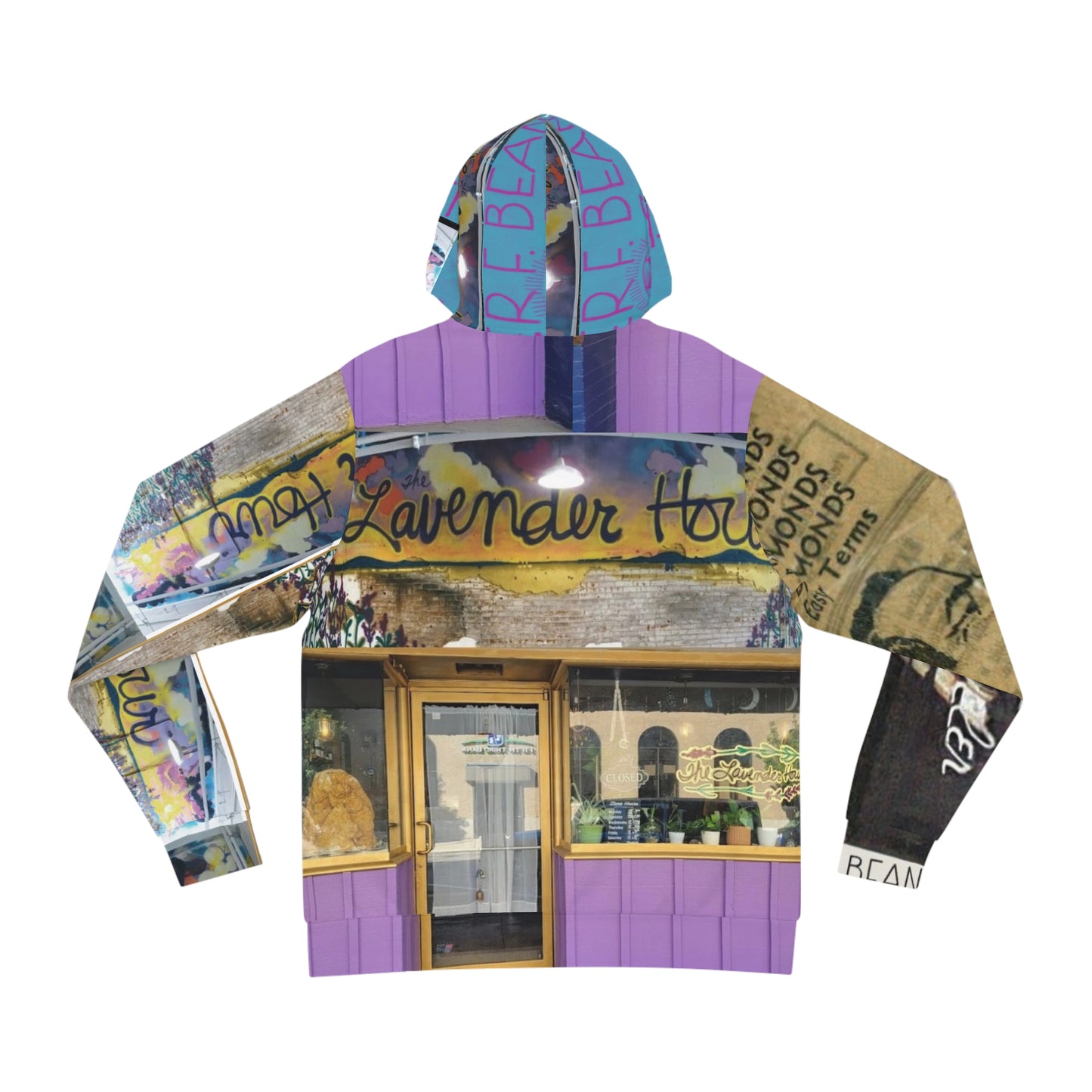 Lavender Hour Homer Bean 113 E Crawford Fashion Hoodie (AOP)