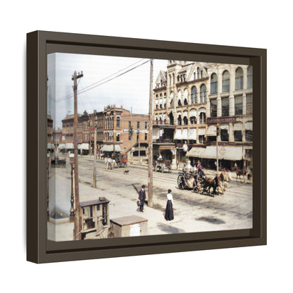 Marvin Block Findlay O. Vintage Street Scene Framed Matte Canvas - Urban Nostalgia Artwork