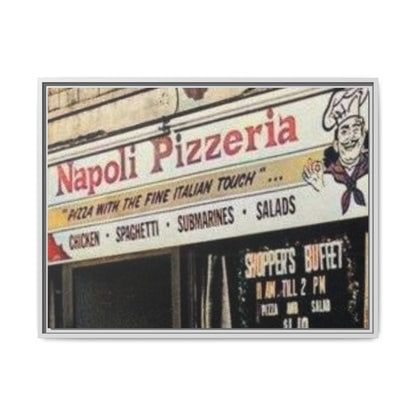 Napoli Pizzeria Retro Framed Canvas Print - Classic Italian Restaurant Decor