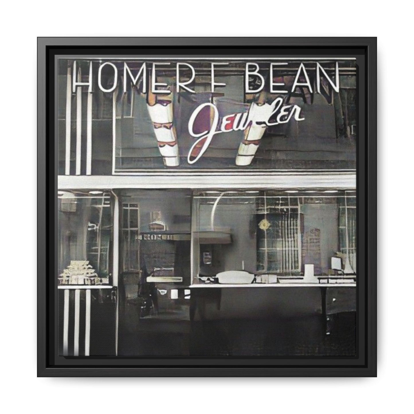 Homer F Bean Vintage Framed Matte Canvas - Home of Bean Jeweler Wall Art