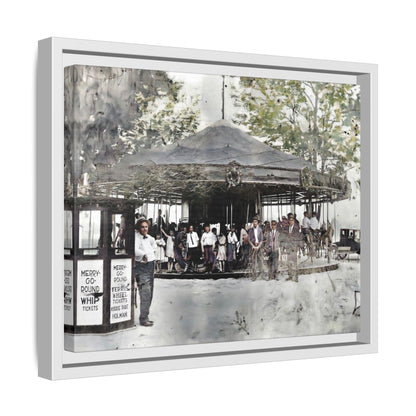 Vintage Carousel Wall Art - Matte Framed Canvas Print