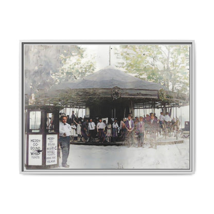 Vintage Carousel Wall Art - Matte Framed Canvas Print