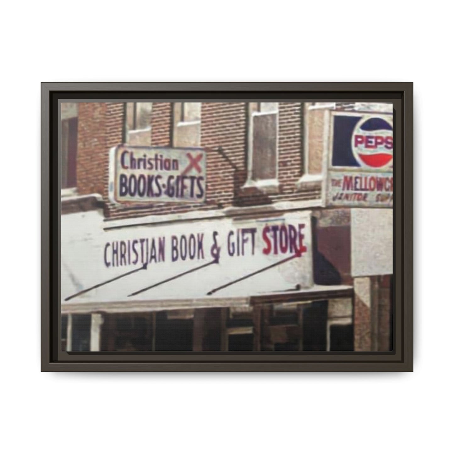 Christian Gift and Book Store Vintage Framed Canvas Art - Christian Book & Gift Store