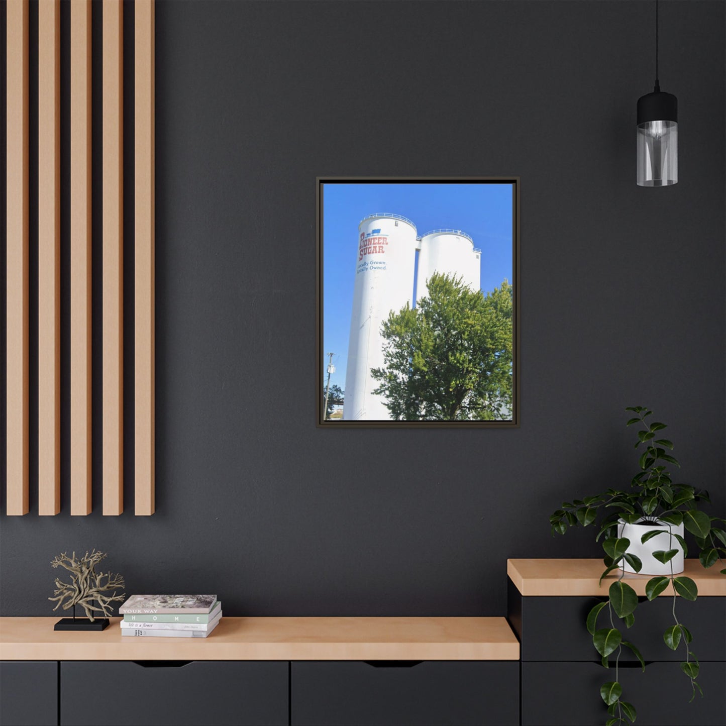 Pioneer Sugar Framed Matte Canvas Print - Vintage Farm Silos Art