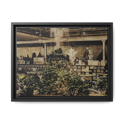 “Meet Me at the Fountain” C.F. Jackson’s Findlay, O. Vintage Matte Canvas Wall Art - Framed Historic Ohio Scene