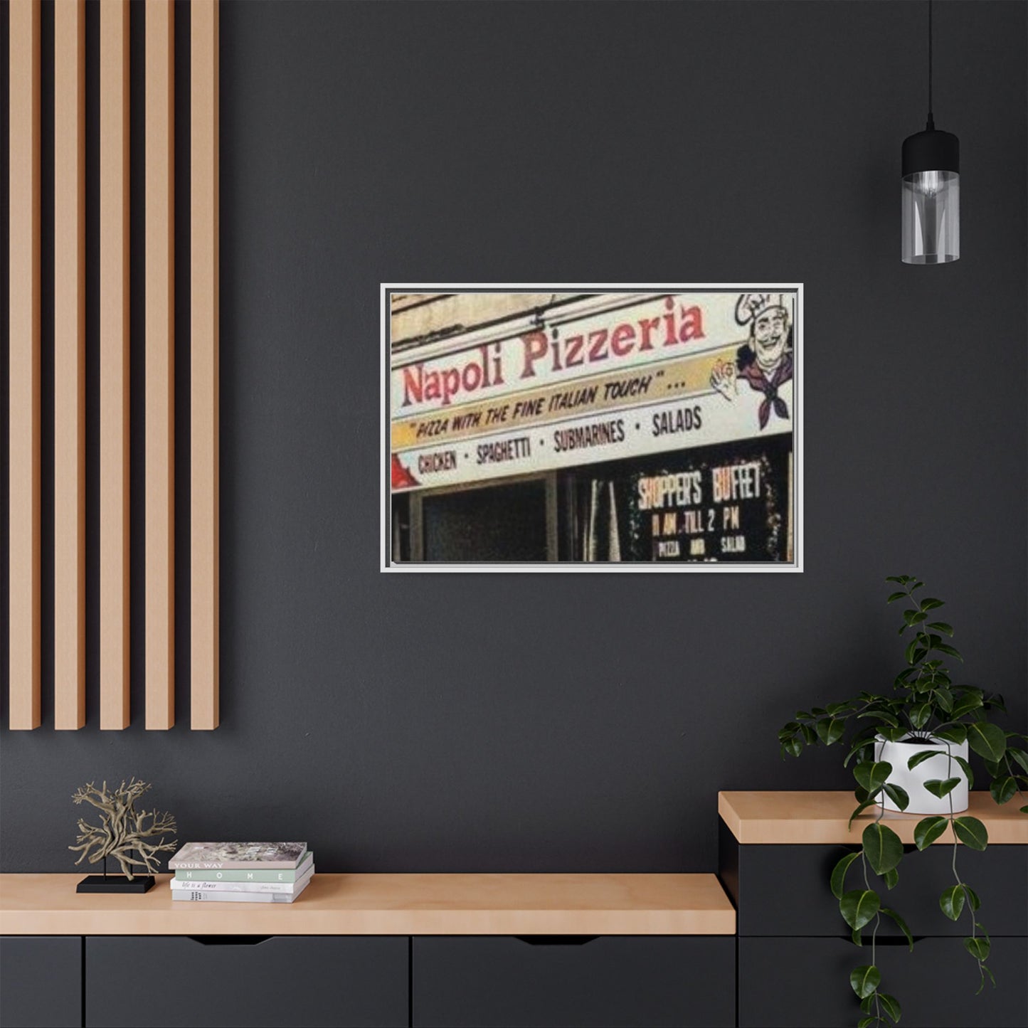 Napoli Pizzeria Retro Framed Canvas Print - Classic Italian Restaurant Decor