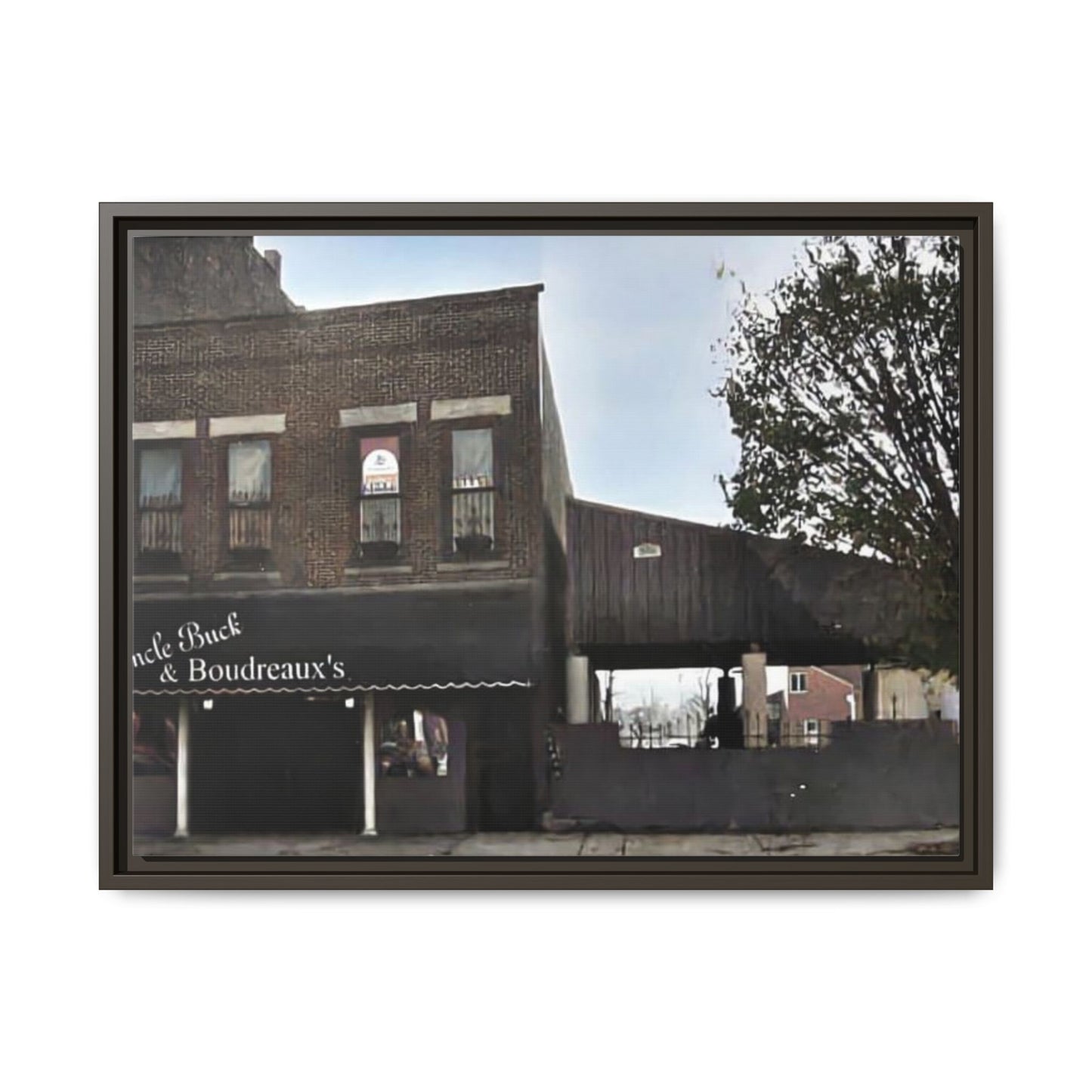 Uncle Buck & Boudreaux’s Framed Matte Canvas Art - Uncle Buck & Boudreaux's Street Scene Decor