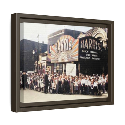 Harris Theater lines galore Vintage Framed Canvas Print - Historic Harris Theater Scene