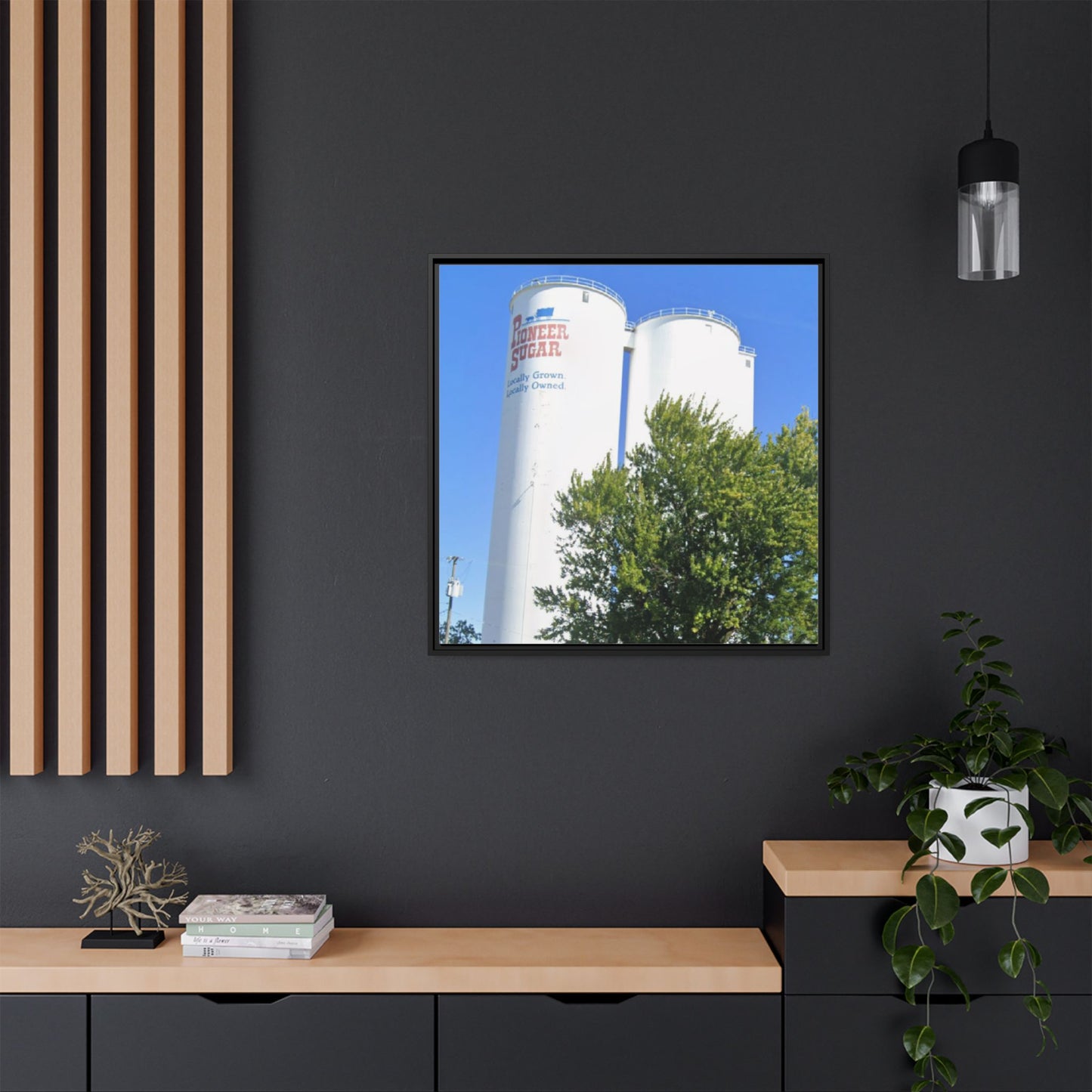 Pioneer Sugar Framed Matte Canvas Print - Vintage Farm Silos Art