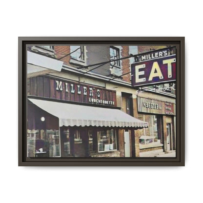 Retro Framed Canvas Print - Miller's Eatery Sign Artwork