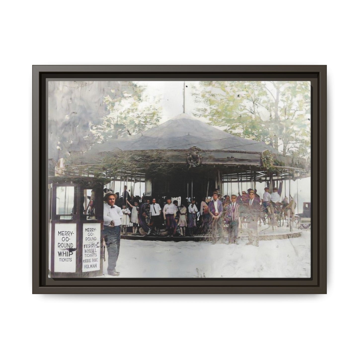 Vintage Carousel Wall Art - Matte Framed Canvas Print