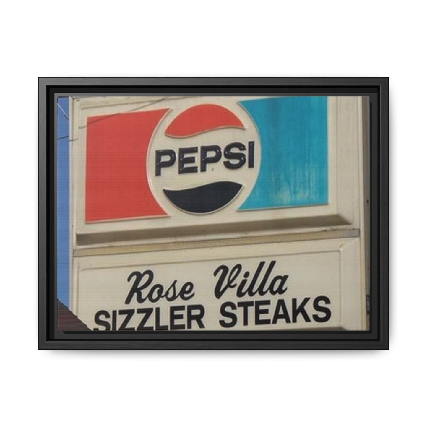 Retro Pepsi Framed Matte Canvas Wall Art