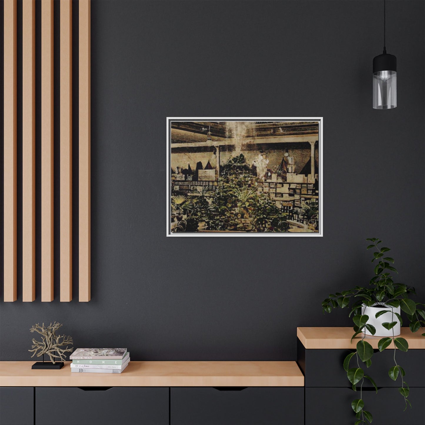 “Meet Me at the Fountain” C.F. Jackson’s Findlay, O. Vintage Matte Canvas Wall Art - Framed Historic Ohio Scene