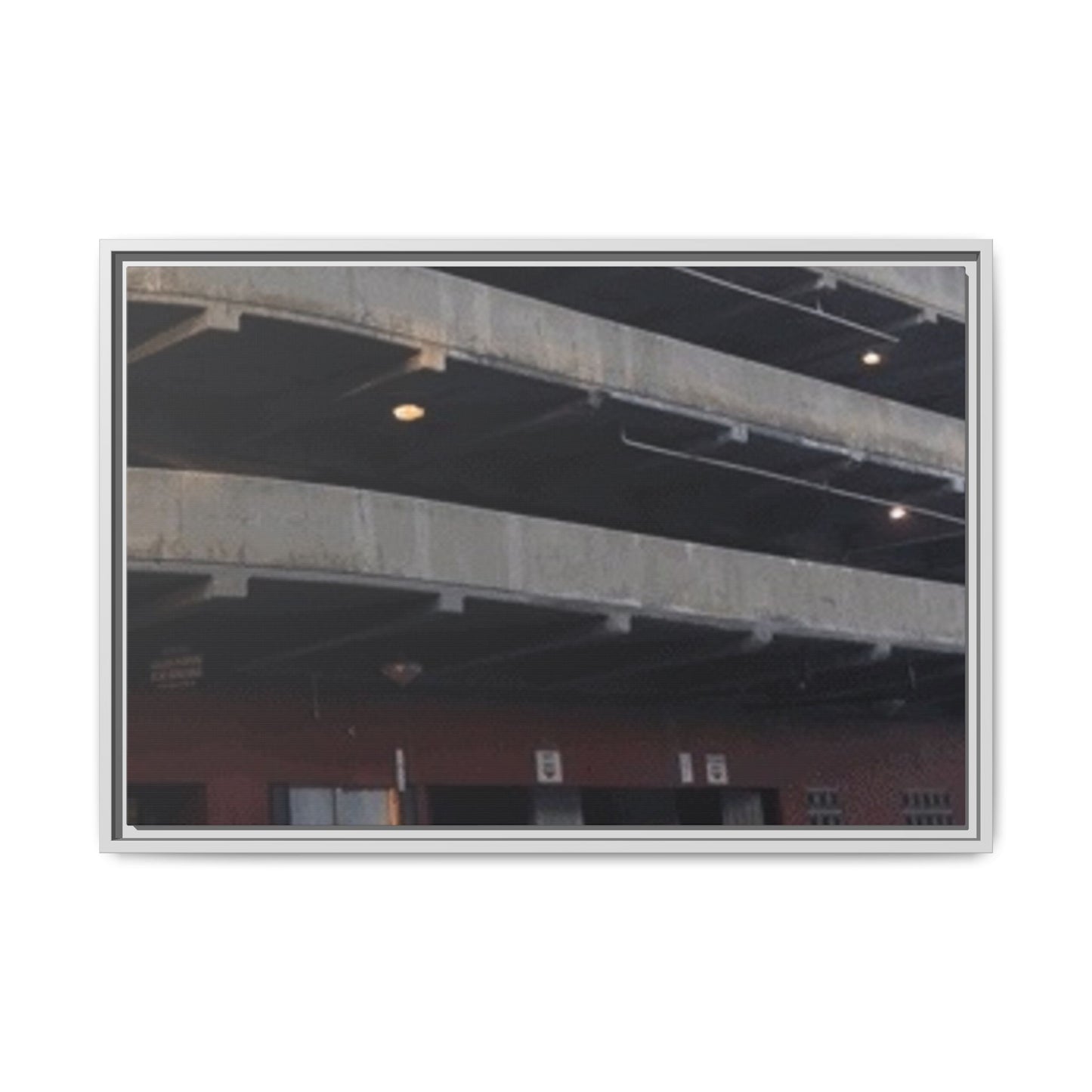 Downtown Findlay Parking Garage Urban Vibes Framed Canvas Art | Modern Wall Decor