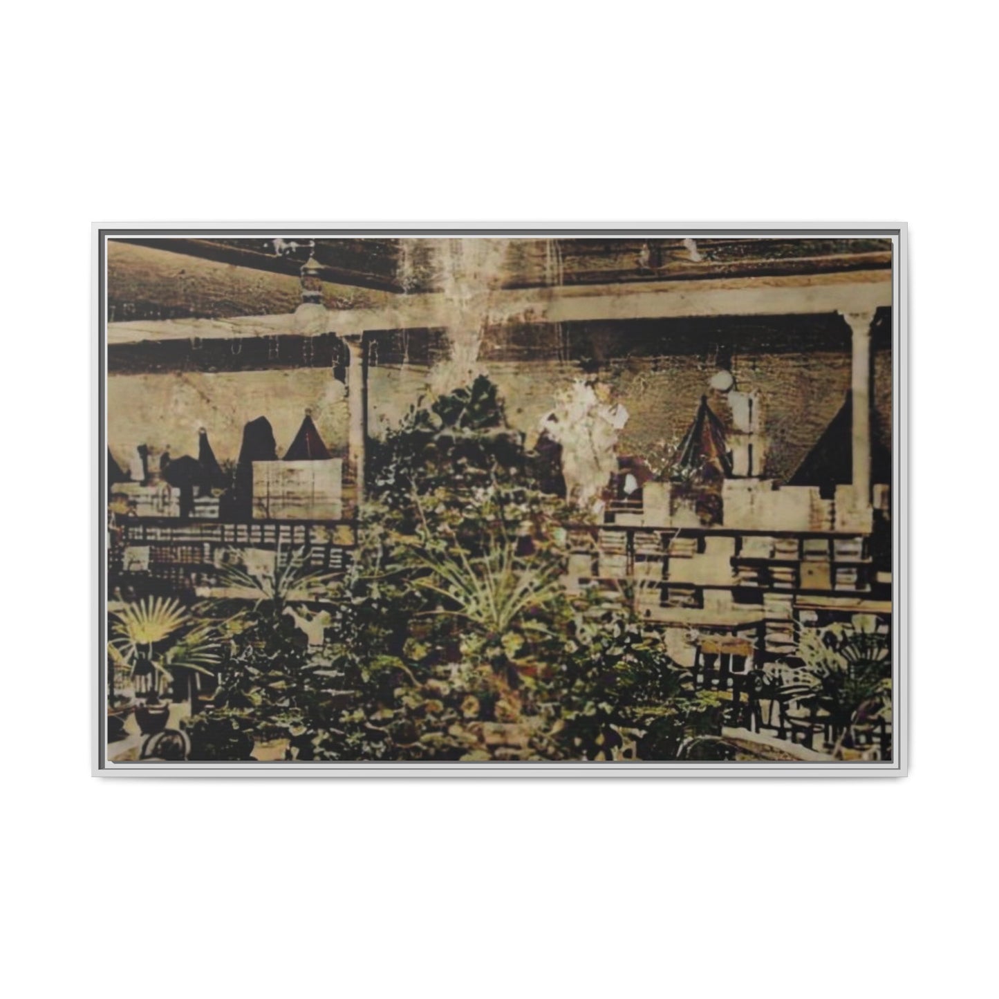 “Meet Me at the Fountain” C.F. Jackson’s Findlay, O. Vintage Matte Canvas Wall Art - Framed Historic Ohio Scene