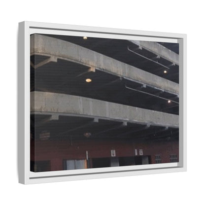 Downtown Findlay Parking Garage Urban Vibes Framed Canvas Art | Modern Wall Decor