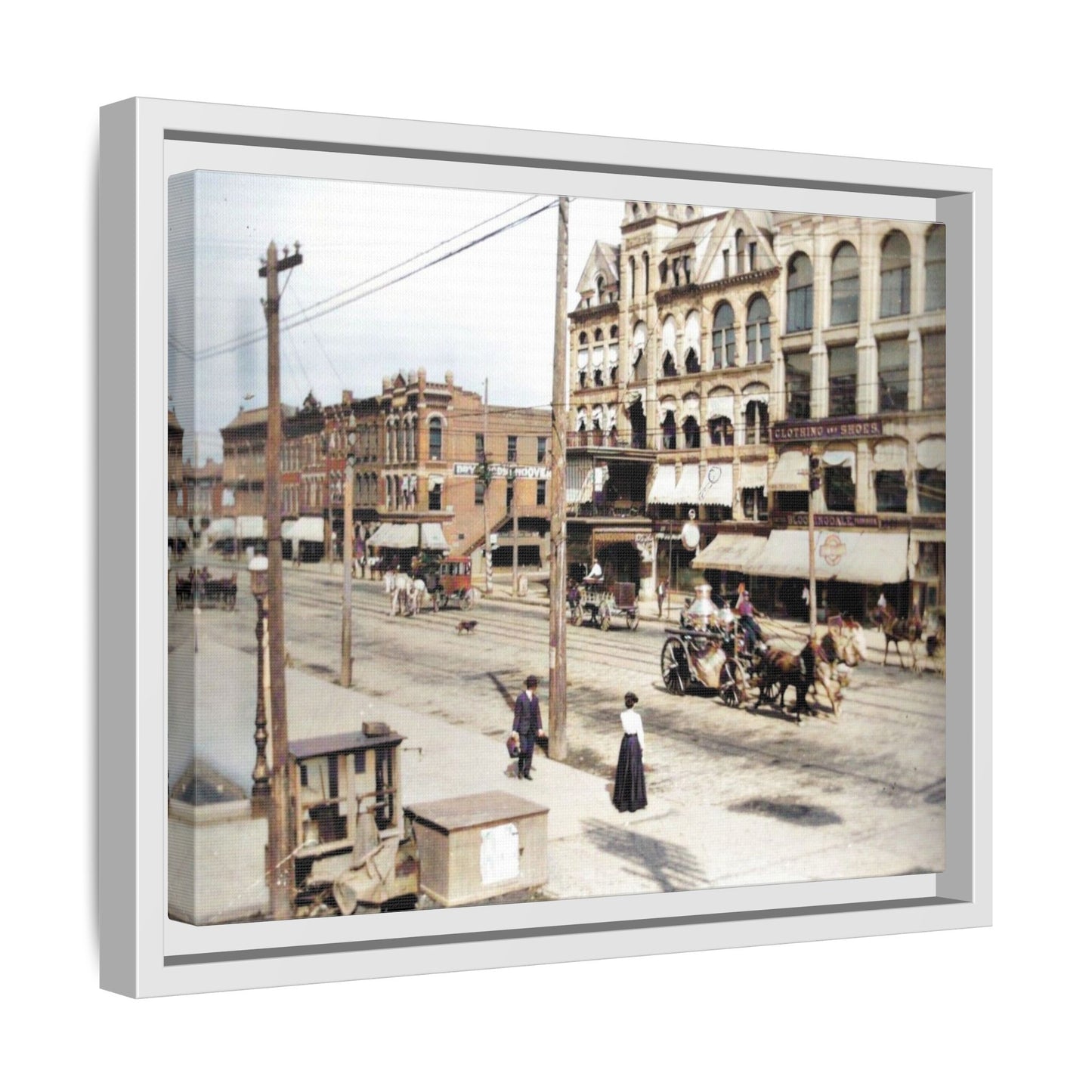 Marvin Block Findlay O. Vintage Street Scene Framed Matte Canvas - Urban Nostalgia Artwork