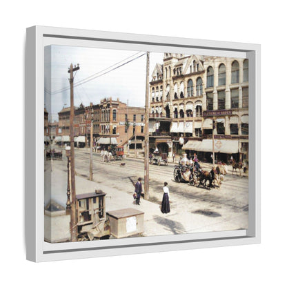 Marvin Block Findlay O. Vintage Street Scene Framed Matte Canvas - Urban Nostalgia Artwork