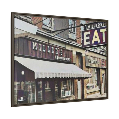 Retro Framed Canvas Print - Miller's Eatery Sign Artwork