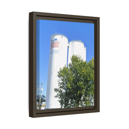 Pioneer Sugar Framed Matte Canvas Print - Vintage Farm Silos Art