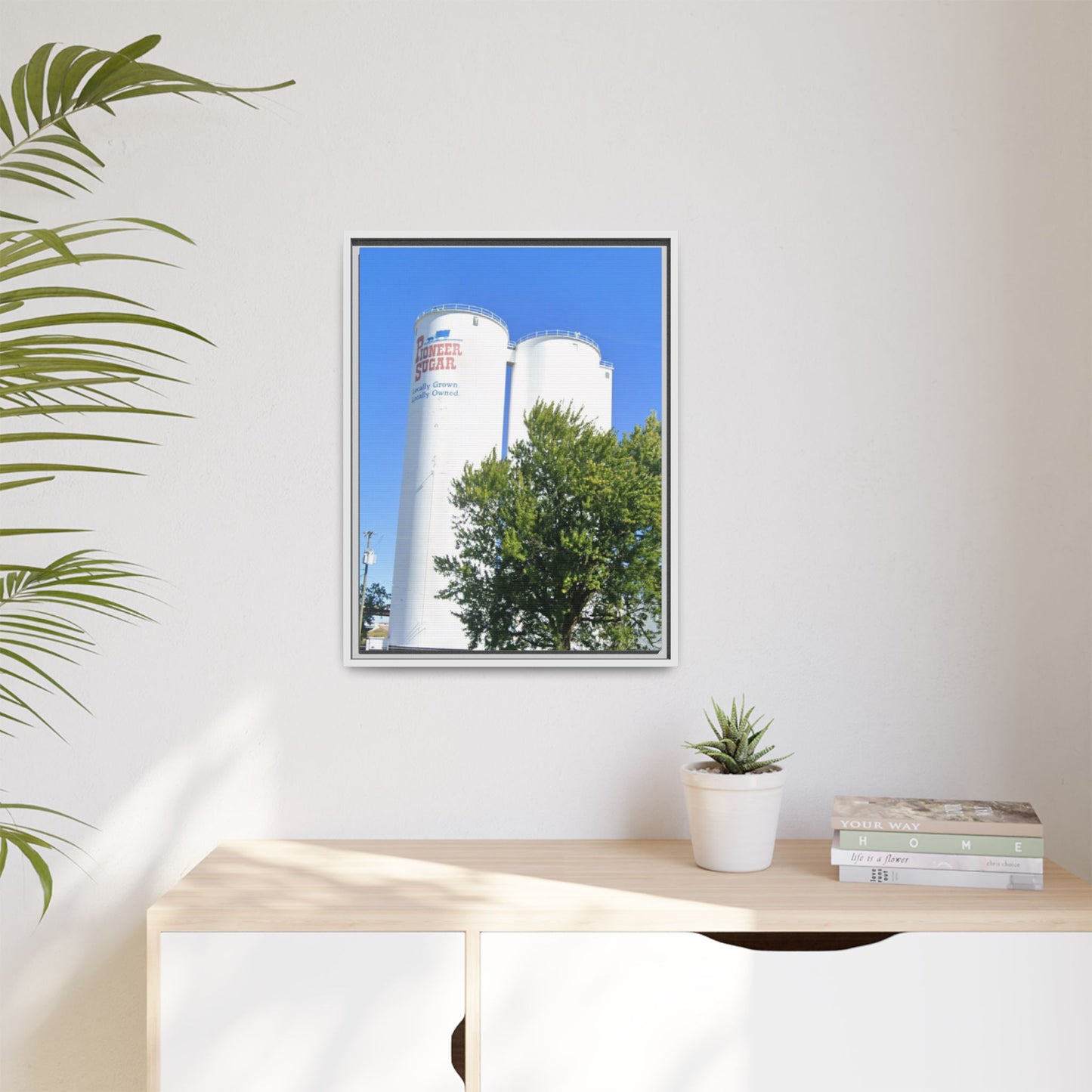 Pioneer Sugar Framed Matte Canvas Print - Vintage Farm Silos Art