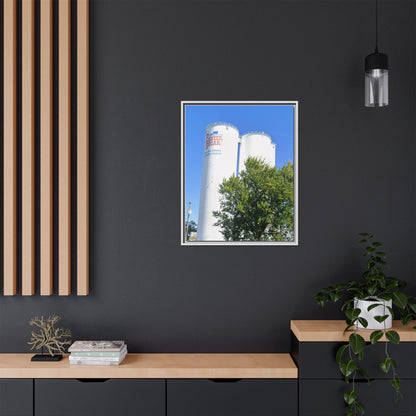 Pioneer Sugar Framed Matte Canvas Print - Vintage Farm Silos Art