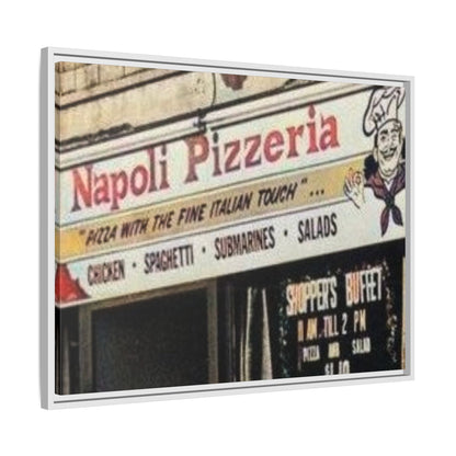 Napoli Pizzeria Retro Framed Canvas Print - Classic Italian Restaurant Decor