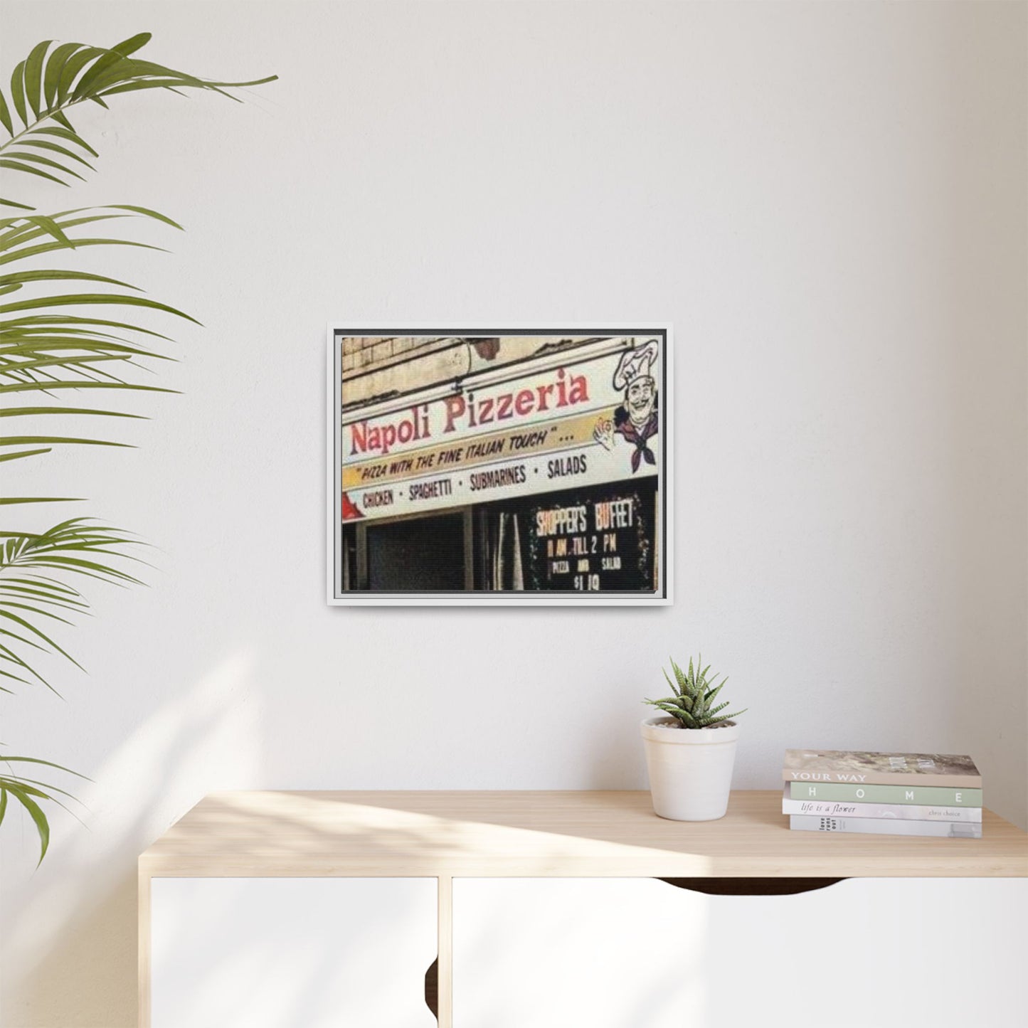 Napoli Pizzeria Retro Framed Canvas Print - Classic Italian Restaurant Decor