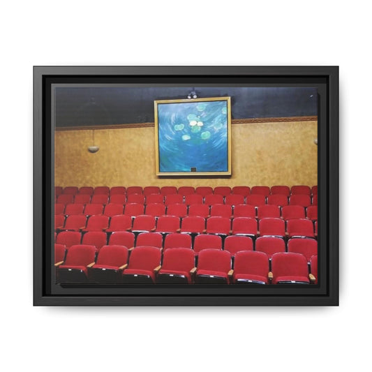 Fort Findlay Playhouse Renovation Framed Canvas Art Print - Vintage Theater Scene with Multi-color Accents