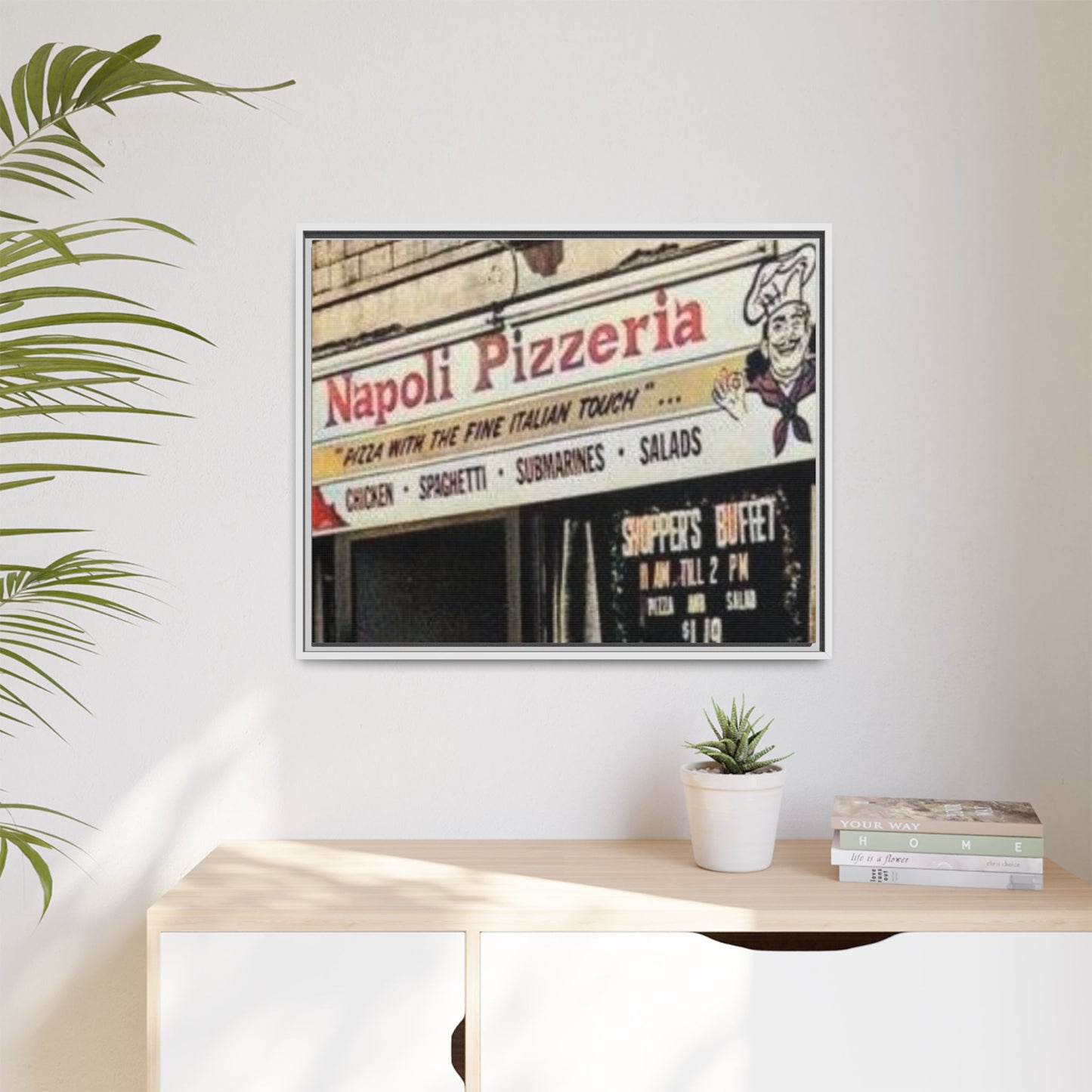 Napoli Pizzeria Retro Framed Canvas Print - Classic Italian Restaurant Decor