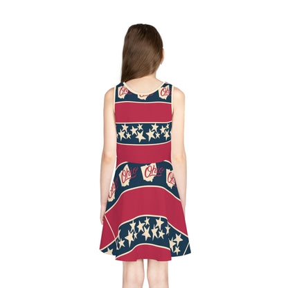 Ohio Red White and Blue Girls' Sleeveless Sundress (AOP)