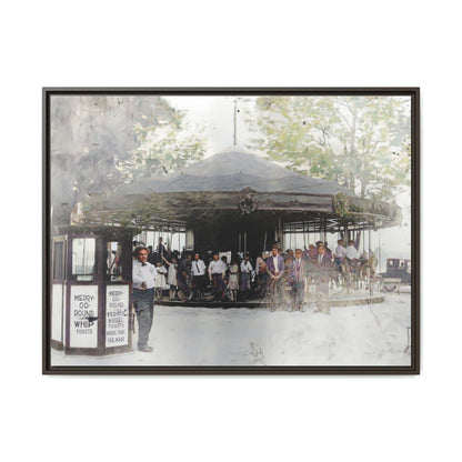 Vintage Carousel Wall Art - Matte Framed Canvas Print