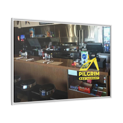 Pilgrim Resturant Counter Matte Canvas, Framed (Multi-color)