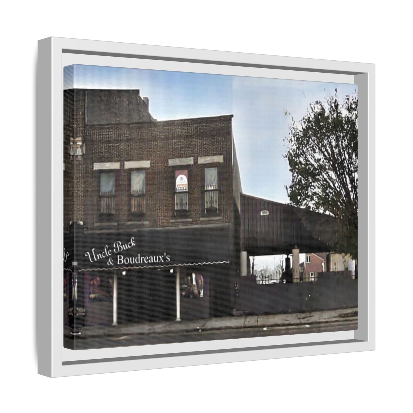 Uncle Buck & Boudreaux’s Framed Matte Canvas Art - Uncle Buck & Boudreaux's Street Scene Decor