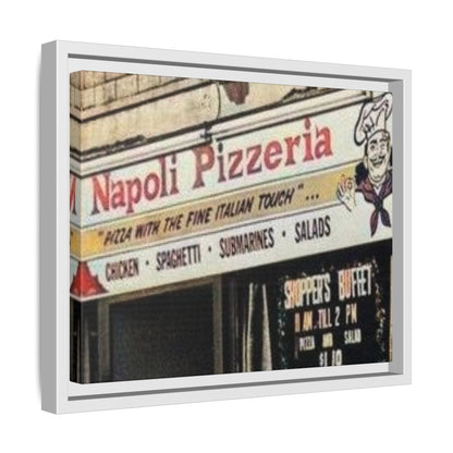 Napoli Pizzeria Retro Framed Canvas Print - Classic Italian Restaurant Decor