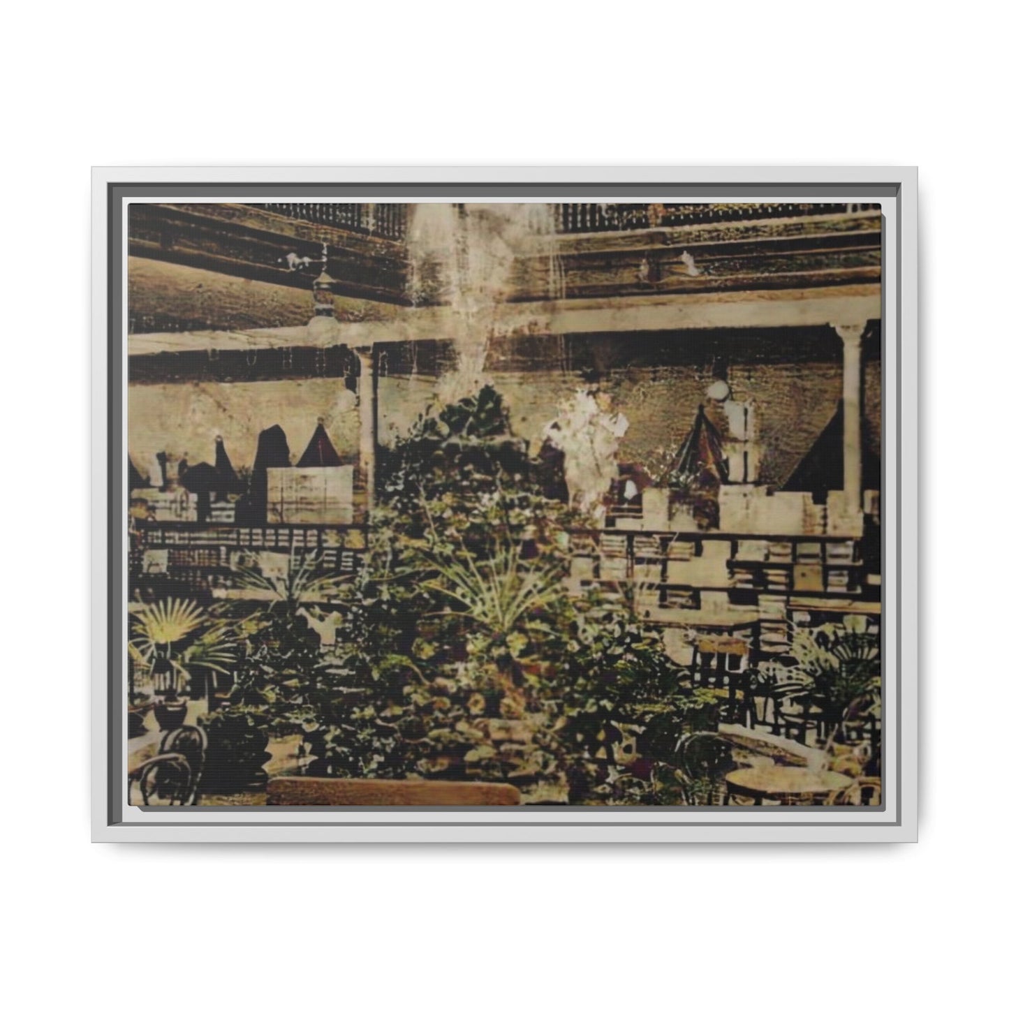 “Meet Me at the Fountain” C.F. Jackson’s Findlay, O. Vintage Matte Canvas Wall Art - Framed Historic Ohio Scene